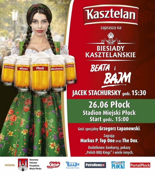 KASZTELAN ZAPRASZA NA WIELKĄ ZABAWĘ W PŁOCKU! Styl życia, LIFESTYLE - Już w niedzielę, 26 czerwca odbędzie się dobrze znana mieszkańcom Płocka i okolicznych miejscowości Biesiada Kasztelańska. Hitem wieczoru będzie koncert zespołu Bajm.