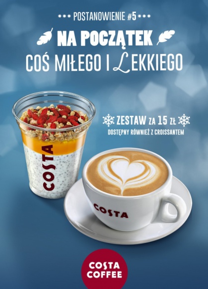 Wejdź do królestwa śniadaniowych przyjemności COSTA COFFEE! Styl życia, LIFESTYLE - Śniadaniowe przyjemności w Costa Coffee. Lekki jogurt z nasionami chia i jagodami goji w zestawie z klasyczną kawą.