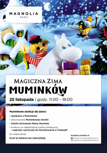 Muminki przyjadą do Wrocławia Styl życia, LIFESTYLE - Popularne Muminki 25 listopada przyjadą do Magnolia Park. Gwiazdy lubianych bajek zaproszą do wspólnej zabawy i na wycieczkę do fińskiego Moominworld. Początek o godz. 11.00 - wstęp wolny.