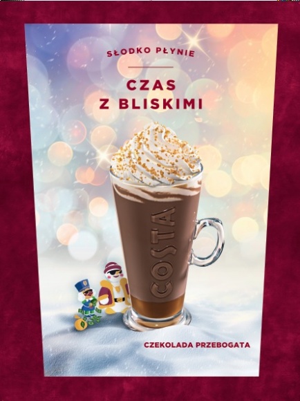 Czekoladowa zima w COSTA COFFEE Styl życia, LIFESTYLE - W zimowym menu COSTA COFFEE królują kawy o smaku karmelu, toffi i pierników, które kojarzą nam się z nadchodzącym czasem przedświątecznych przygotowań.
