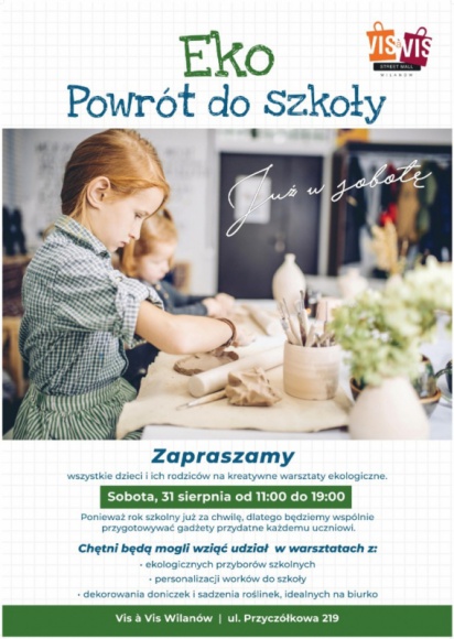 Eko-powrót do szkoły z Vis à Vis Wilanów Styl życia, LIFESTYLE - Wakacyjna laba kończy się już w tym tygodniu i to ostatni dzwonek, aby pomyśleć o zakupie niezbędnych przyborów szkolnych. Dlaczego jednak nie wykonać ich samemu, a przy okazji – zadbać o środowisko?